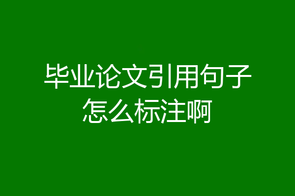 毕业论文引用句子怎么标注啊