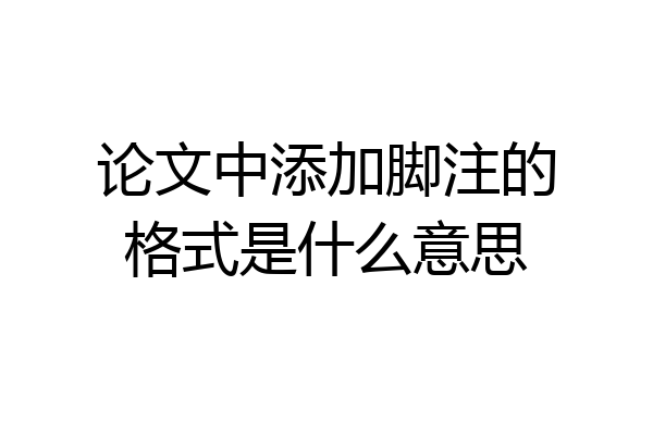 论文中添加脚注的格式是什么意思