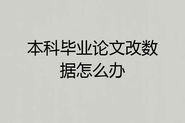 本科毕业论文改数据怎么办