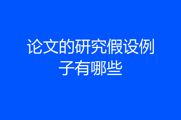 论文的研究假设例子有哪些