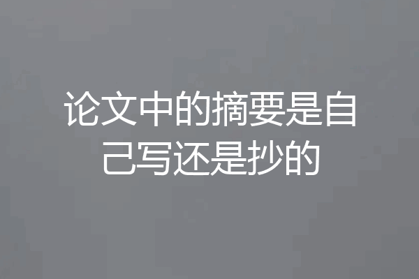 论文中的摘要是自己写还是抄的
