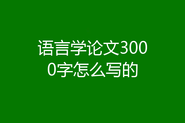 语言学论文3000字怎么写的