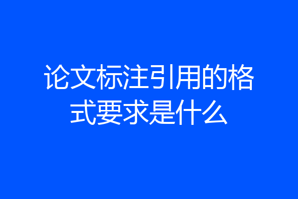 论文标注引用的格式要求是什么