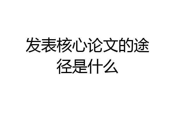 发表核心论文的途径是什么