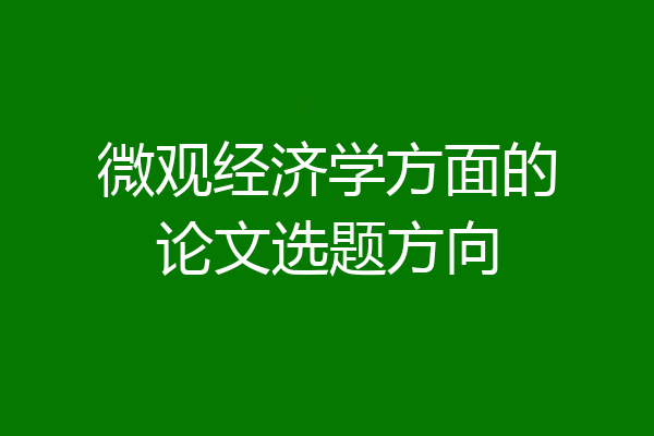 微观经济学方面的论文选题方向