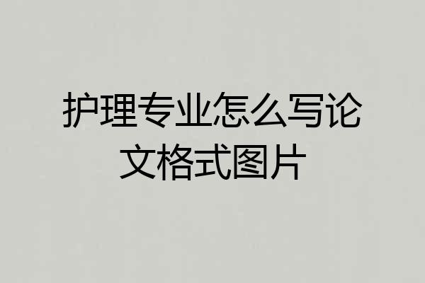 护理专业怎么写论文格式图片