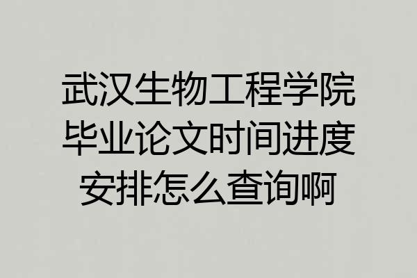 武汉生物工程学院毕业论文时间进度安排怎么查询啊