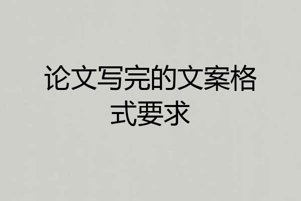 论文写完的文案格式要求