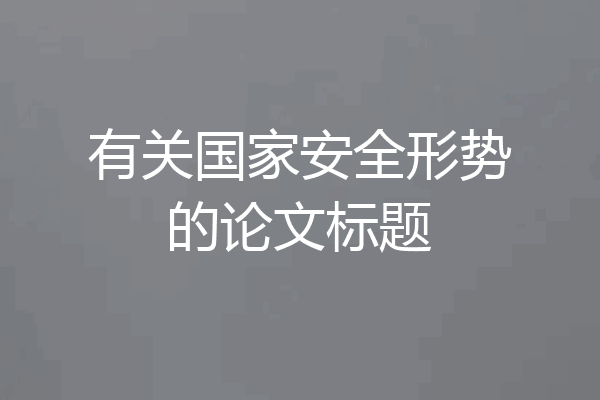 有关国家安全形势的论文标题