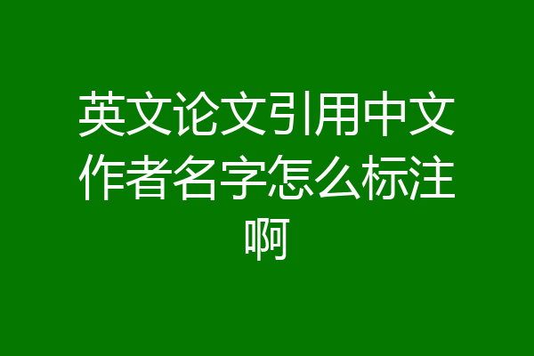 英文论文引用中文作者名字怎么标注啊