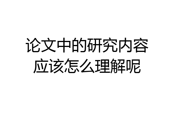 论文中的研究内容应该怎么理解呢