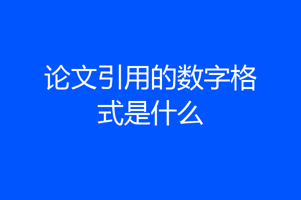 论文引用的数字格式是什么
