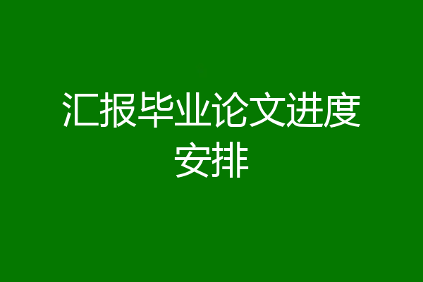 汇报毕业论文进度安排
