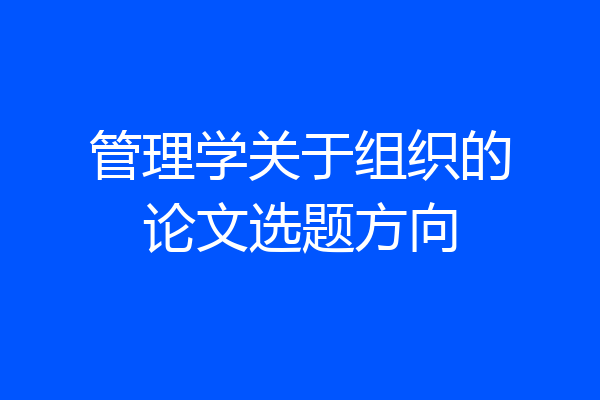管理学关于组织的论文选题方向