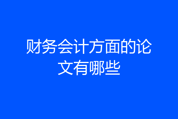 财务会计方面的论文有哪些