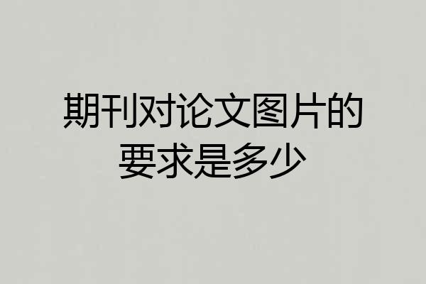 期刊对论文图片的要求是多少