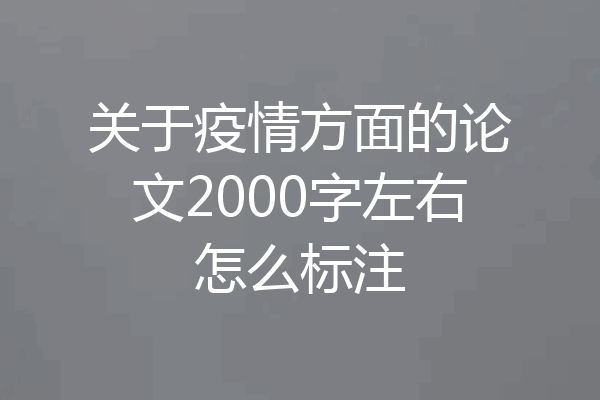 关于疫情方面的论文2000字左右怎么标注