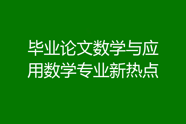 毕业论文数学与应用数学专业新热点
