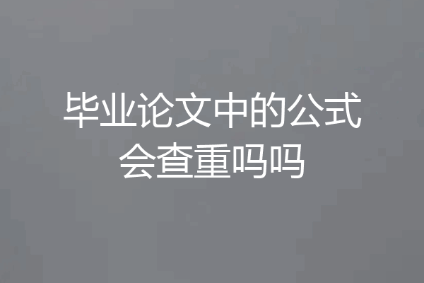 毕业论文中的公式会查重吗吗
