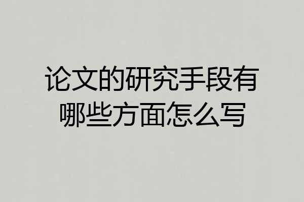 论文的研究手段有哪些方面怎么写