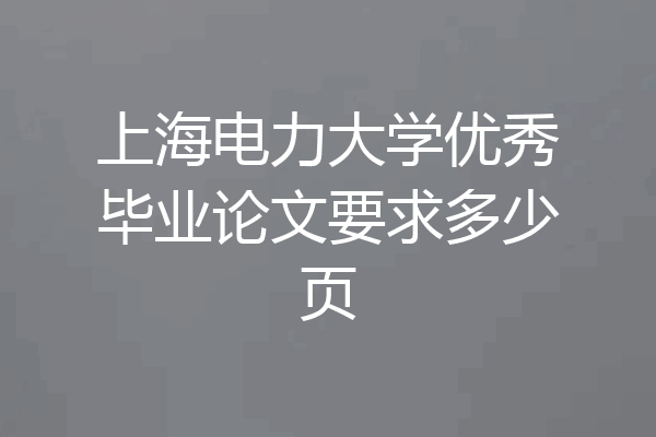上海电力大学优秀毕业论文要求多少页