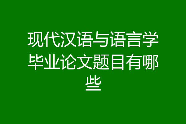 现代汉语与语言学毕业论文题目有哪些