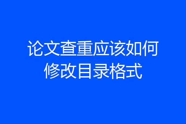 论文查重应该如何修改目录格式