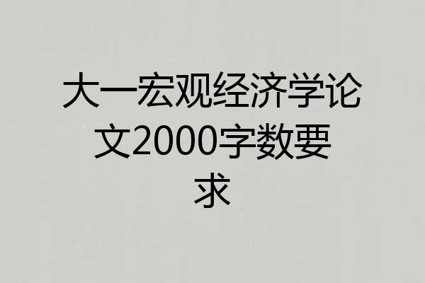 大一宏观经济学论文2000字数要求
