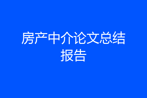 房产中介论文总结报告