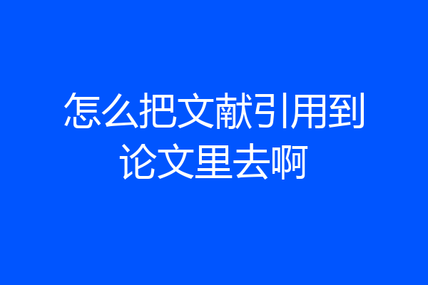 怎么把文献引用到论文里去啊