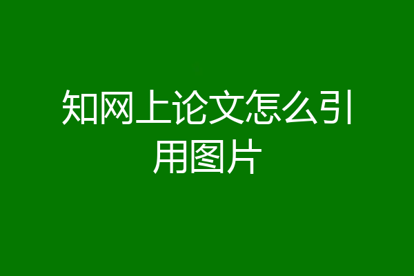 知网上论文怎么引用图片
