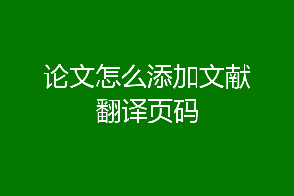 论文怎么添加文献翻译页码