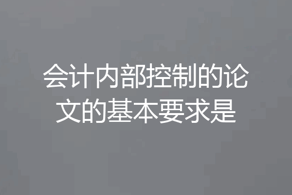 会计内部控制的论文的基本要求是