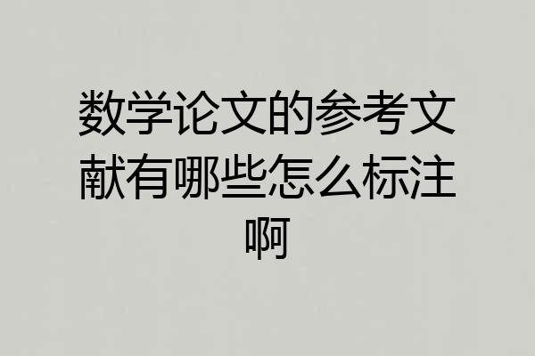 数学论文的参考文献有哪些怎么标注啊