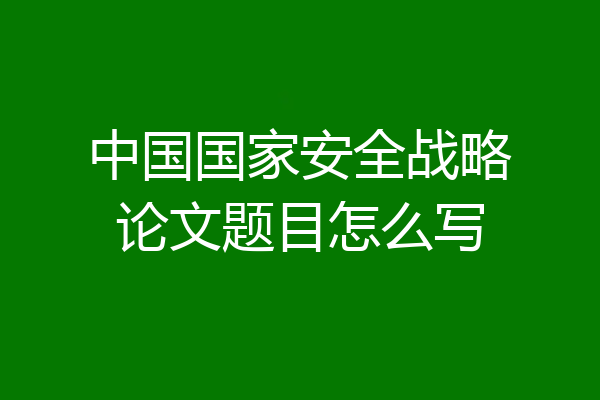 中国国家安全战略论文题目怎么写
