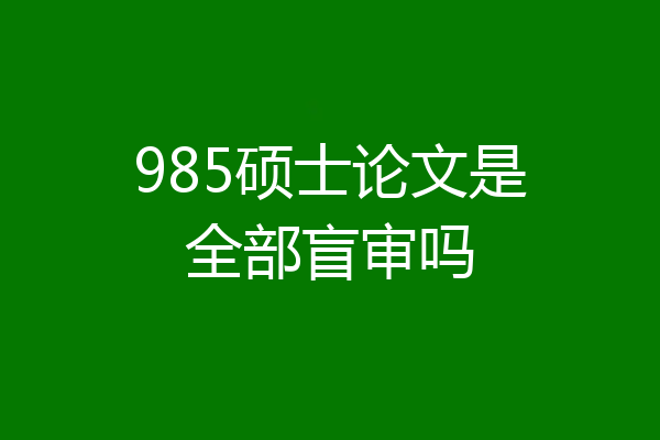 985硕士论文是全部盲审吗