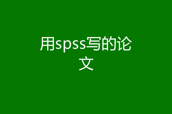 用spss写的论文
