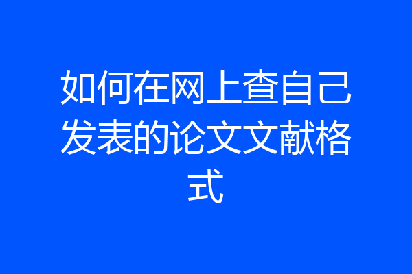 如何在网上查自己发表的论文文献格式