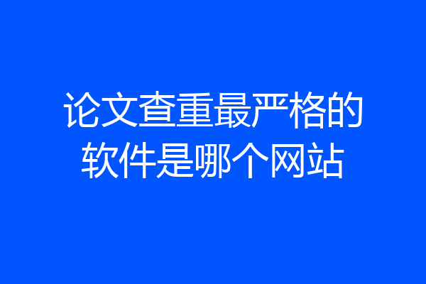 论文查重最严格的软件是哪个网站