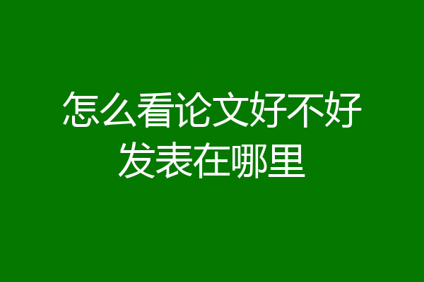 怎么看论文好不好发表在哪里