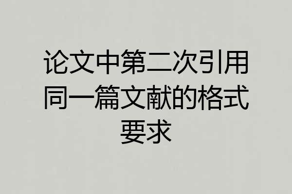 论文中第二次引用同一篇文献的格式要求