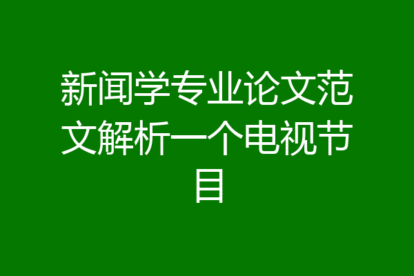 新闻学专业论文范文解析一个电视节目