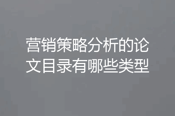 营销策略分析的论文目录有哪些类型