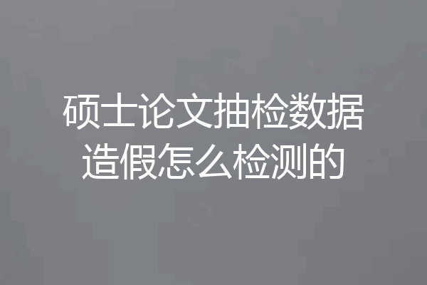 硕士论文抽检数据造假怎么检测的