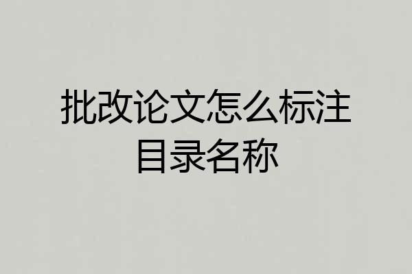 批改论文怎么标注目录名称