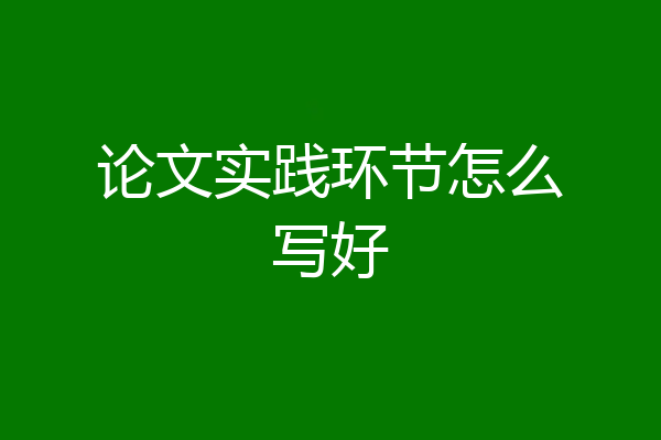 论文实践环节怎么写好