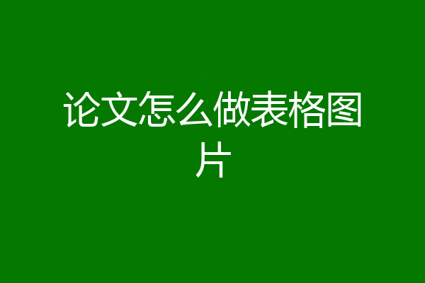 论文怎么做表格图片