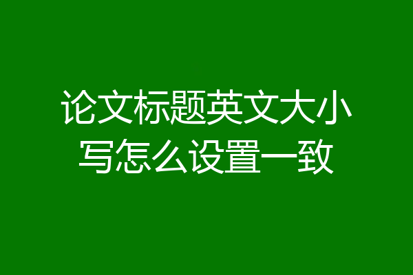 论文标题英文大小写怎么设置一致