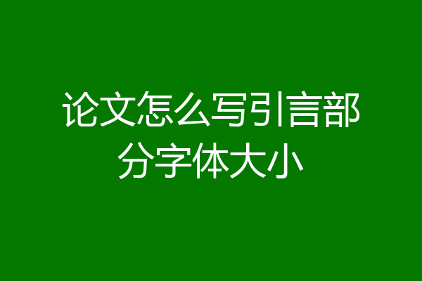 论文怎么写引言部分字体大小
