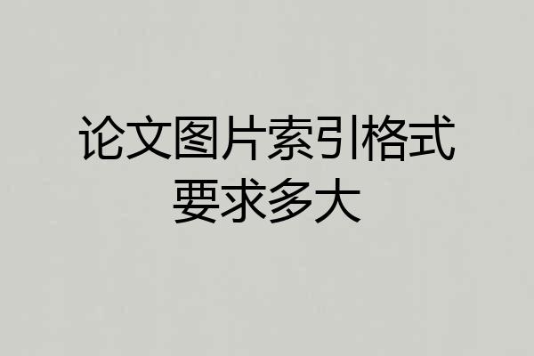 论文图片索引格式要求多大